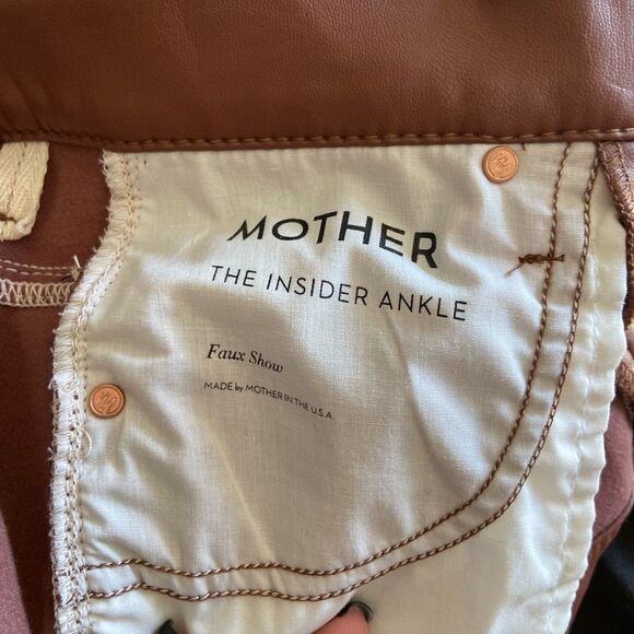 NWT Mother The Pixie Dazzler Brown Pants Faux Leather High Rise Size 25 - Picture 11 of 13